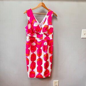 Boden Women's Sleeveless V-Neck Dress  Size 6  Pink‎ & Orange Ikat Print